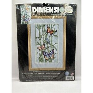 NOS Dimensions Counted Cross Stitch Kit # 35120 Butterflies And Bamboo 8x14